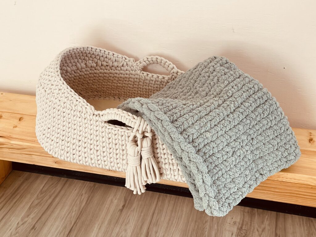 Moses basket hand crafted knit made in Milwaukee