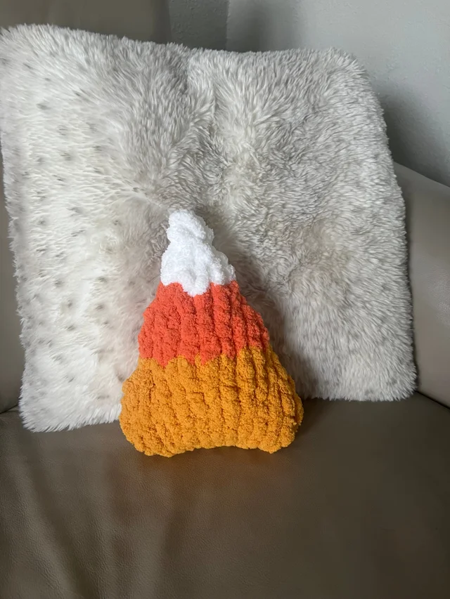 small candy corn knit pillow