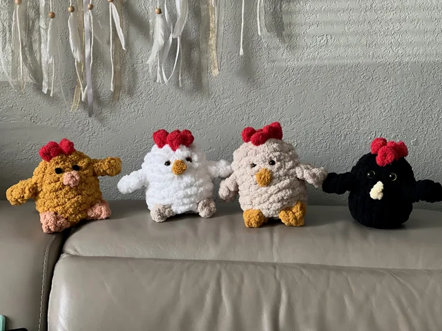 chicken knit plushies