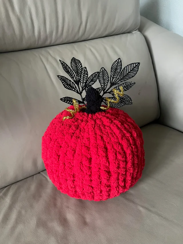 large pumpkin knit decor